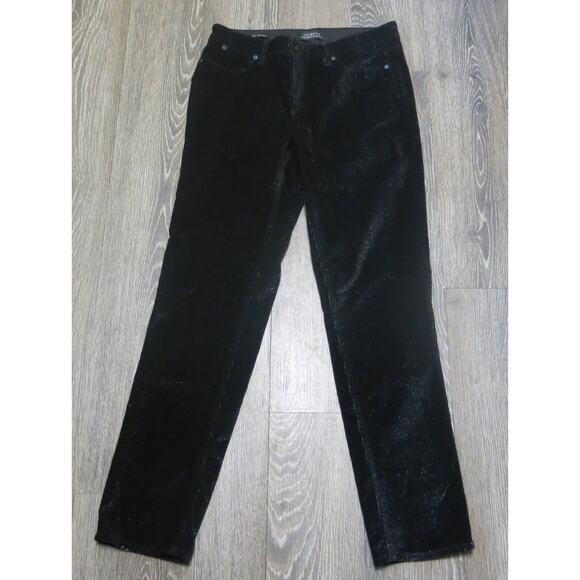 TALBOTS Flawless Five Pocket Slim Ankle Corduroy Pants Size 4 Sparkles Black - Picture 2 of 12
